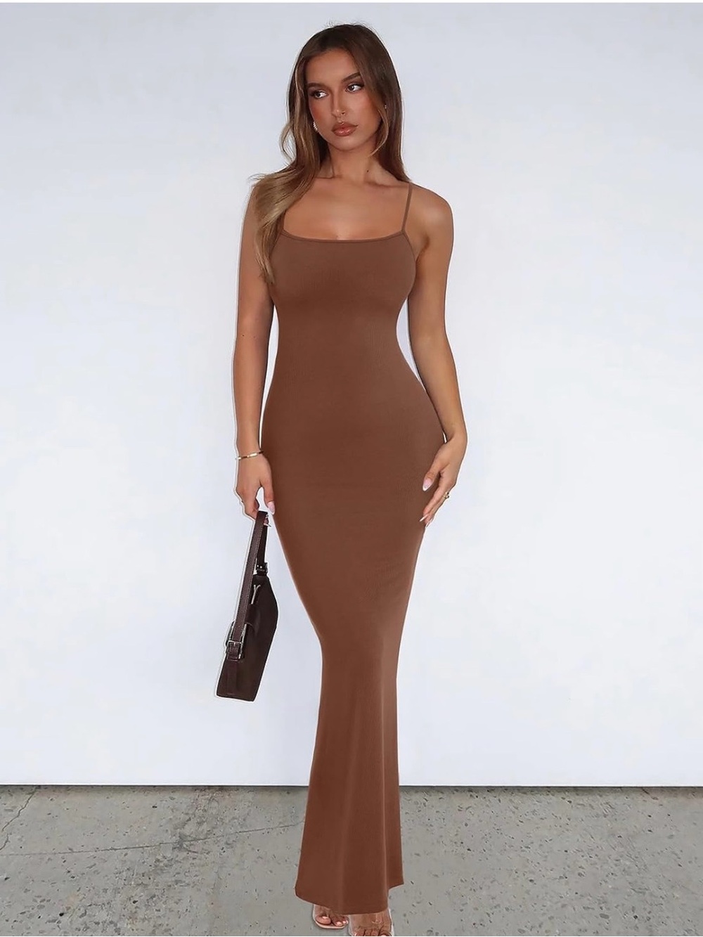 *Amazing SKIMS Dupe* - Reoria Women’s Ribbed Bodycon Maxi Slip Dress
